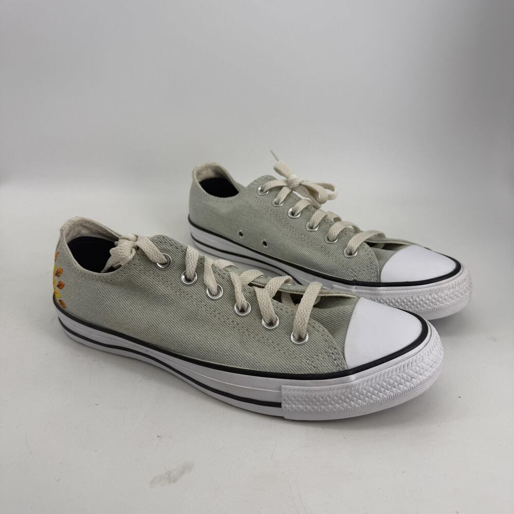 Converse Chuck Taylor Shoes Mens 7 Womens 9 Gray Sunflower Low Sneakers Indie